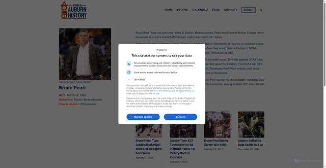 Security scan screenshot of https://auburnhistorytoday.com/people/bruce-pearl/