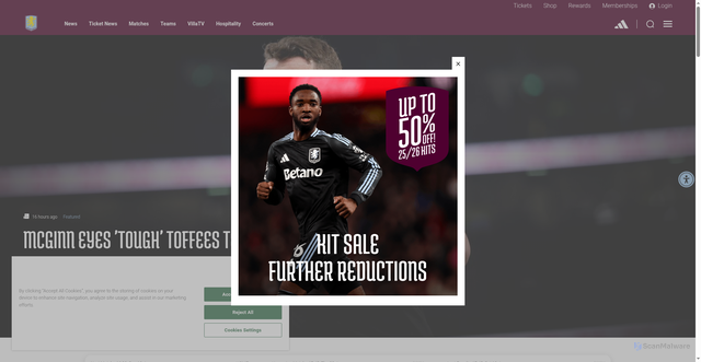 Security scan screenshot of https://avfc.co.uk