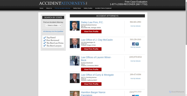 Security scan screenshot of https://accidentattorneys.org/attorneys-listings/