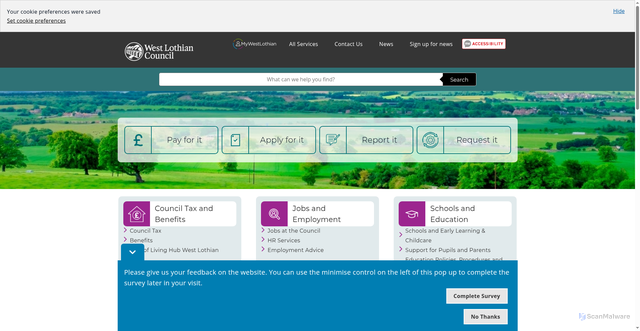 Security scan screenshot of https://www.westlothian.gov.uk/