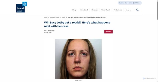 Security scan screenshot of https://www.brunel.ac.uk/news-and-events/news/articles/Will-Lucy-Letby-get-a-retrial-Here's-what-happens-next-with-her-case