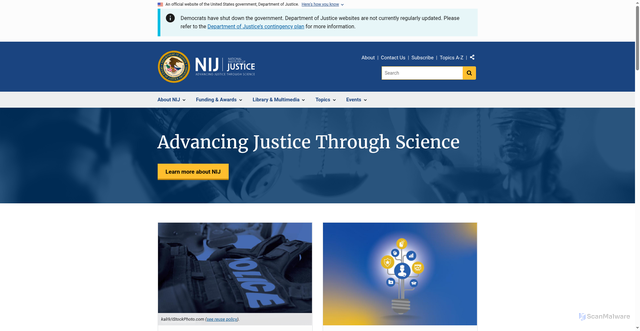 Security scan screenshot of https://nij.ojp.gov/