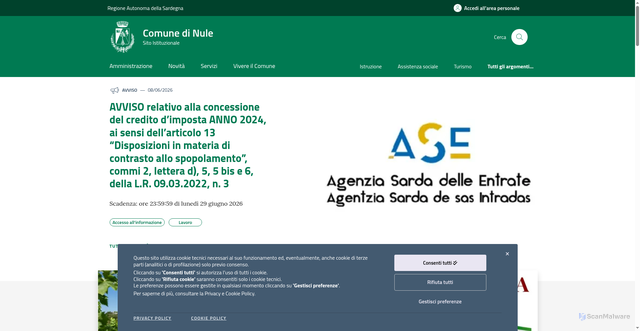 Security scan screenshot of https://www.comune.nule.ss.it