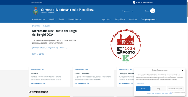 Security scan screenshot of https://comune.montesano.sa.it/