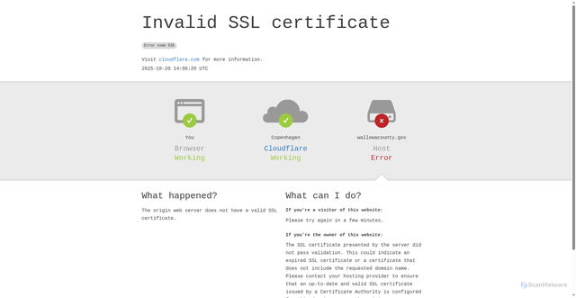 Security scan screenshot of http://wallowacounty.gov/