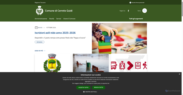 Security scan screenshot of https://www.comune.cerreto-guidi.fi.it/it