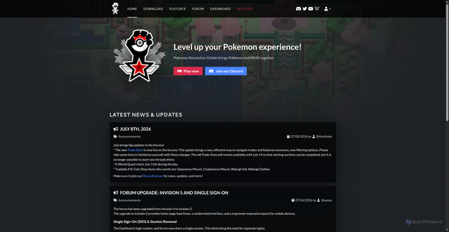 Security scan screenshot of pokemonrevolution.net