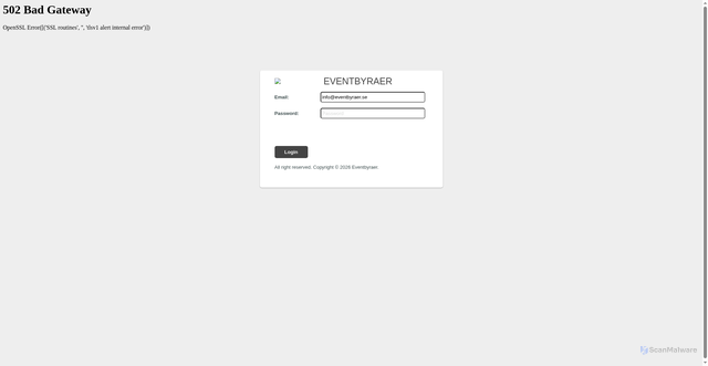 Security scan screenshot of https://webmailxcueu89-klausefncoi.appwrite.network/#info@eventbyraer.se