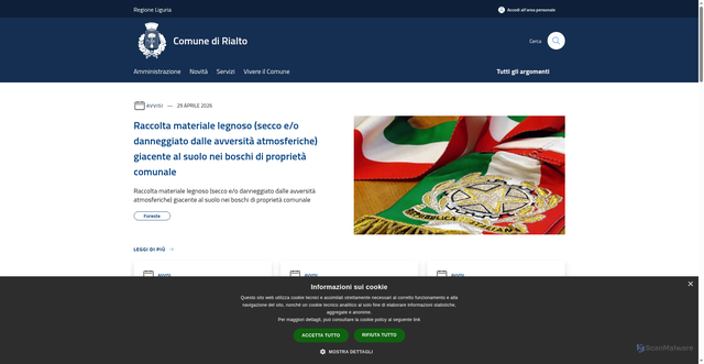 Security scan screenshot of https://www.comune.rialto.sv.it
