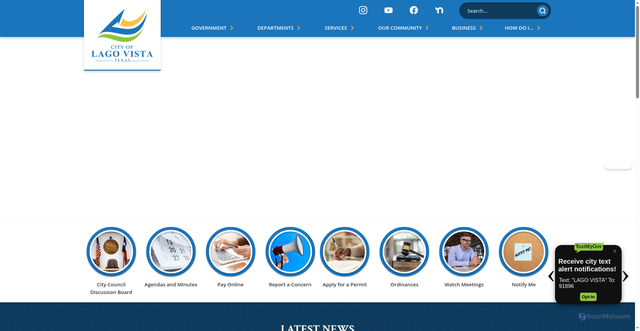 Security scan screenshot of https://lagovistatexas.gov/