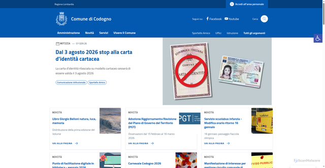 Security scan screenshot of https://comune.codogno.lo.it/