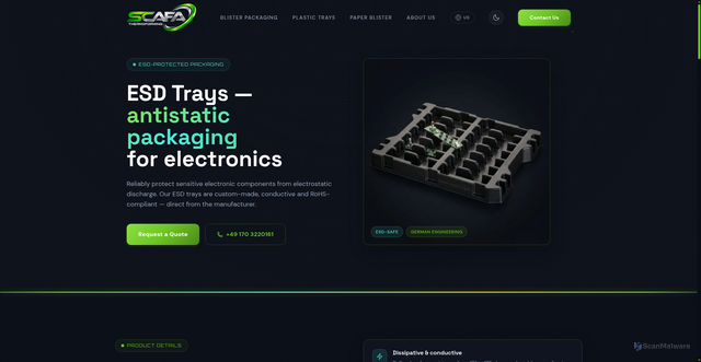 Security scan screenshot of https://blisterpackaging-usa.com/esd-trays/