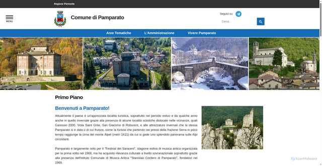 Security scan screenshot of https://www.comune.pamparato.cn.it/