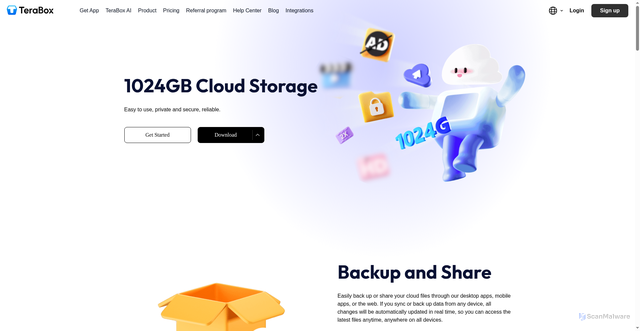 Security scan screenshot of https://terabox.app