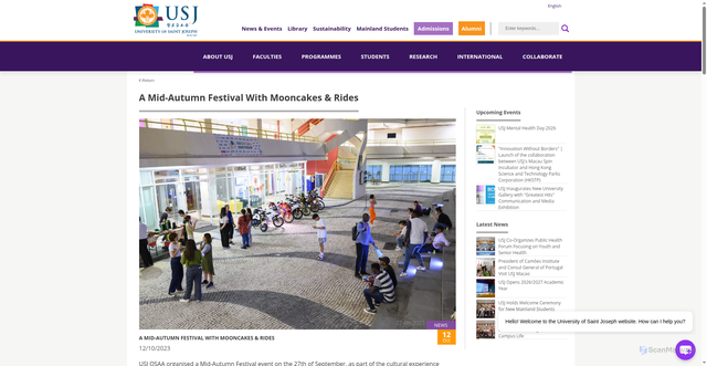 Security scan screenshot of https://www.usj.edu.mo/en/news/a-mid-autumn-festival-with-mooncakes-rides/