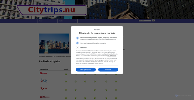 Security scan screenshot of https://citytrips.nu