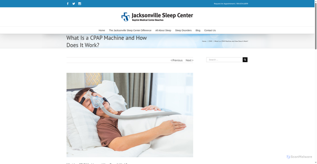 Security scan screenshot of https://jaxsleepcenter.com/what-is-cpap-machine-how-does-it-work/
