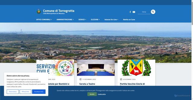 Security scan screenshot of https://www.comune.torregrotta.me.it/
