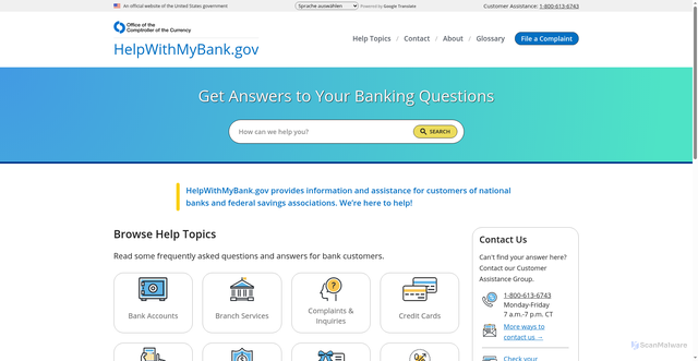 Security scan screenshot of https://bankanswers.gov/