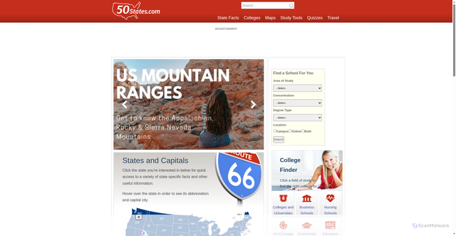 Security scan screenshot of https://www.50states.com