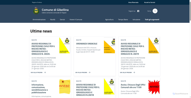Security scan screenshot of https://www.comune.gibellina.tp.it/