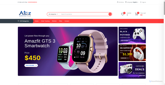Security scan screenshot of https://atozsurgcialhouse.store/