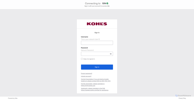 Security scan screenshot of https://kohls.us.qlikcloud.com