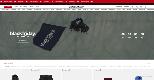 Security scan screenshot of https://coldcultureworldwide.com/