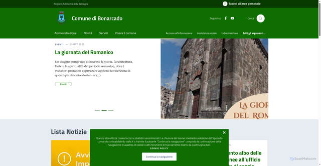 Security scan screenshot of https://comune.bonarcado.or.it/