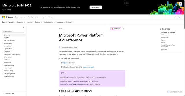 Security scan screenshot of https://api.powerplatform.partner.microsoftonline.cn