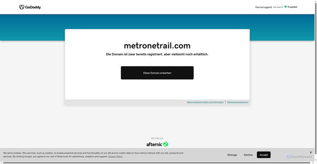 Security scan screenshot of http://www.metronetrail.com/