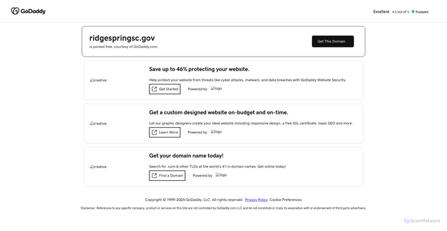 Security scan screenshot of https://ridgespringsc.gov/