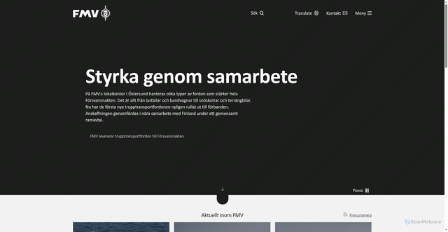 Security scan screenshot of https://www.fmv.se/