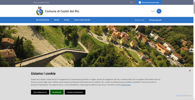 Security scan screenshot of https://www.comune.casteldelrio.bo.it/it