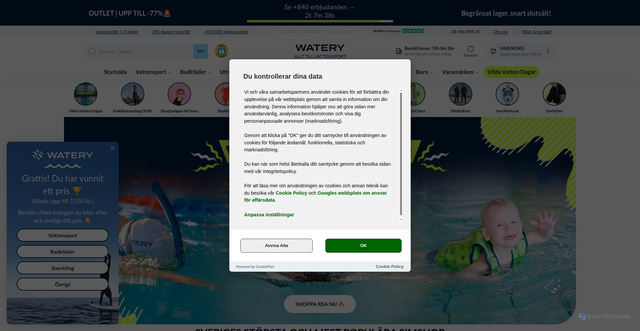 Security scan screenshot of https://watery.se