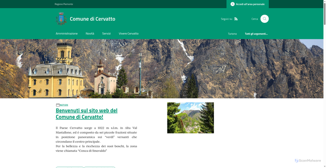 Security scan screenshot of https://www.comune.cervatto.vc.it/