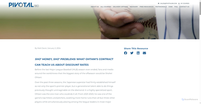 Security scan screenshot of https://pivotal180.com/what-ohtanis-contract-can-teach-us-about-discount-rates/