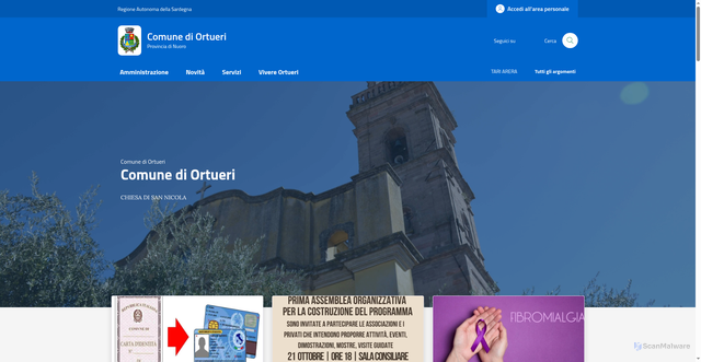 Security scan screenshot of https://www.comune.ortueri.nu.it/