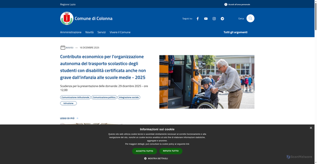 Security scan screenshot of https://www.comune.colonna.roma.it/it