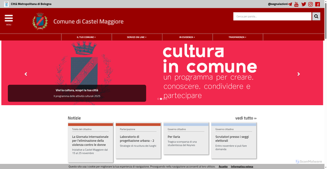 Security scan screenshot of https://www.comune.castel-maggiore.bo.it/servizi/notizie/notizie_homepage.aspx