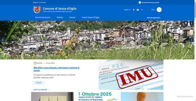 Security scan screenshot of https://www.comune.vezza-d-oglio.bs.it/