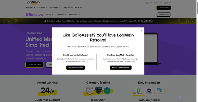 Security scan screenshot of https://www.gotoassist.com