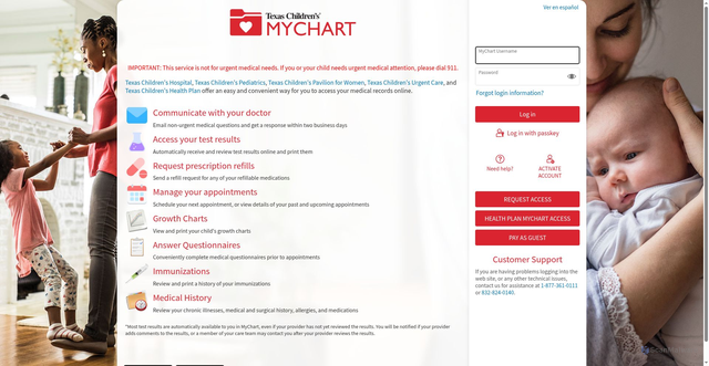 Security scan screenshot of https://mychart.texaschildrens.org