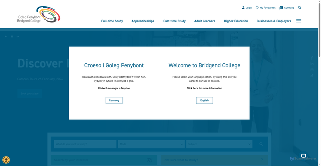 Security scan screenshot of http://www.bridgend.ac.uk/
