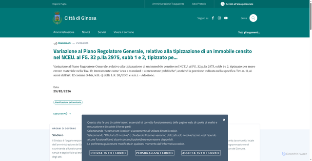 Security scan screenshot of https://www.comune.ginosa.ta.it