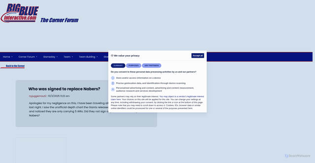 Security scan screenshot of https://corner.bigblueinteractive.com/index.php?mode=2&thread=660238