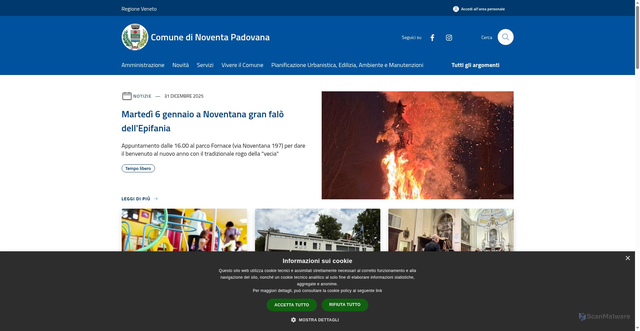 Security scan screenshot of https://www.comune.noventa.pd.it/it