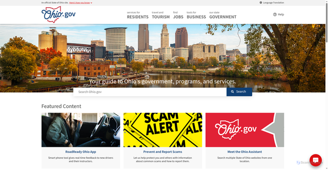 Security scan screenshot of https://ohio.gov/