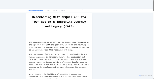Security scan screenshot of https://shopfloorreporting.com/article/remembering-matt-mcquillan-pga-tour-golfer-s-inspiring-journey-and-legacy