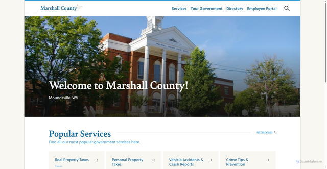 Security scan screenshot of https://marshallcountywv.gov/